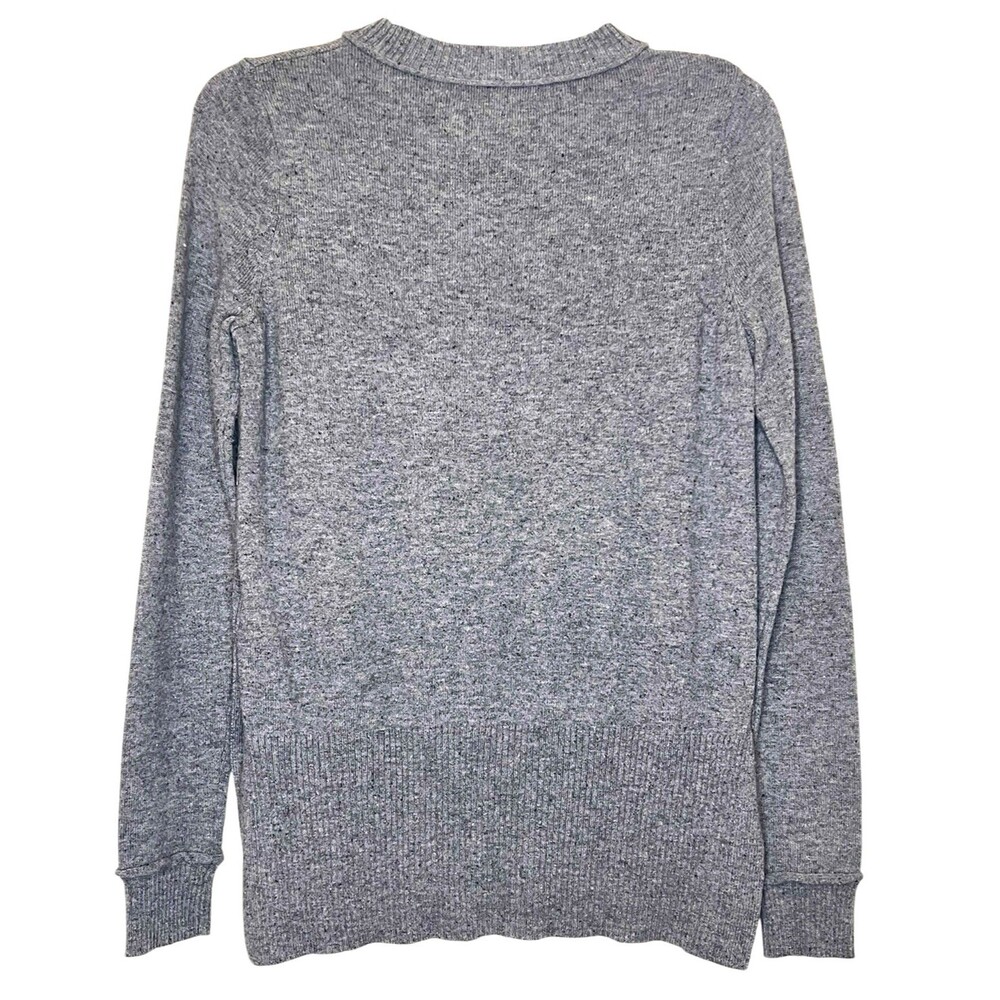 C & C CALIFORNIA Gray Wool/Alpaca Blend Sweater Hi-Lo Hem Button Detail Preppy S - Picture 3 of 5